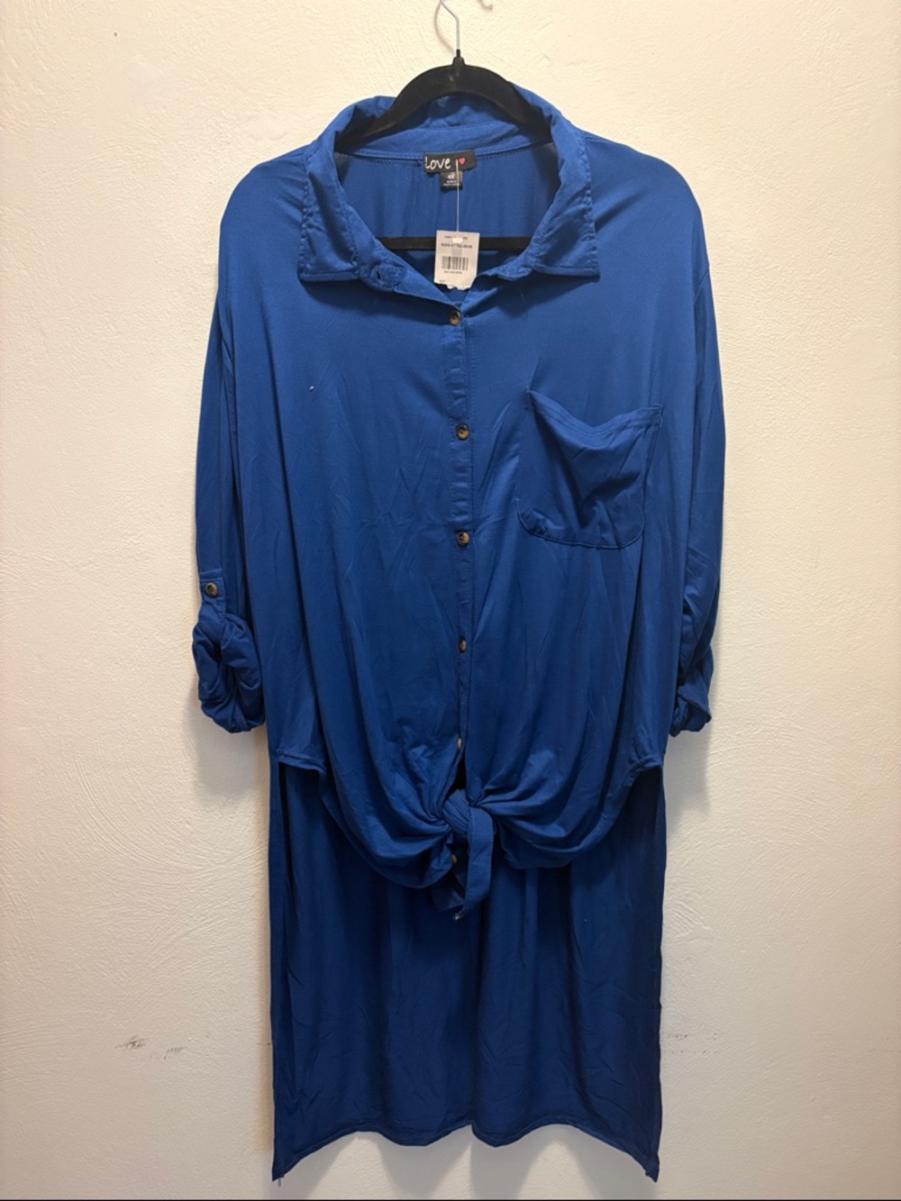 Love Bright Royal Blue Collared Button-Front Shirt